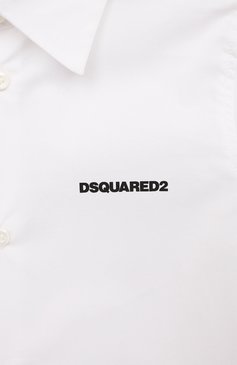 Детская хлопковая рубашка DSQUARED2 белого цвета, арт. DQ1553/D007D | Фото 3 (Рукава: Длинные; Материал сплава: Проставлено; Материал внешний: Хлопок; Стили: Классический; Драгоценные камни: Проставлено)