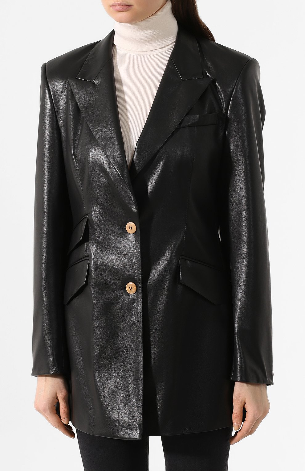 Жакет NANUSHKA черного цвета по цене 99100 руб., арт. CANCUN_BLACK_VEGAN LEATHER, фото 3 Жакет NANUSHKA, арт. CANCUN_BLACK_VEGAN LEATHER, фото 3