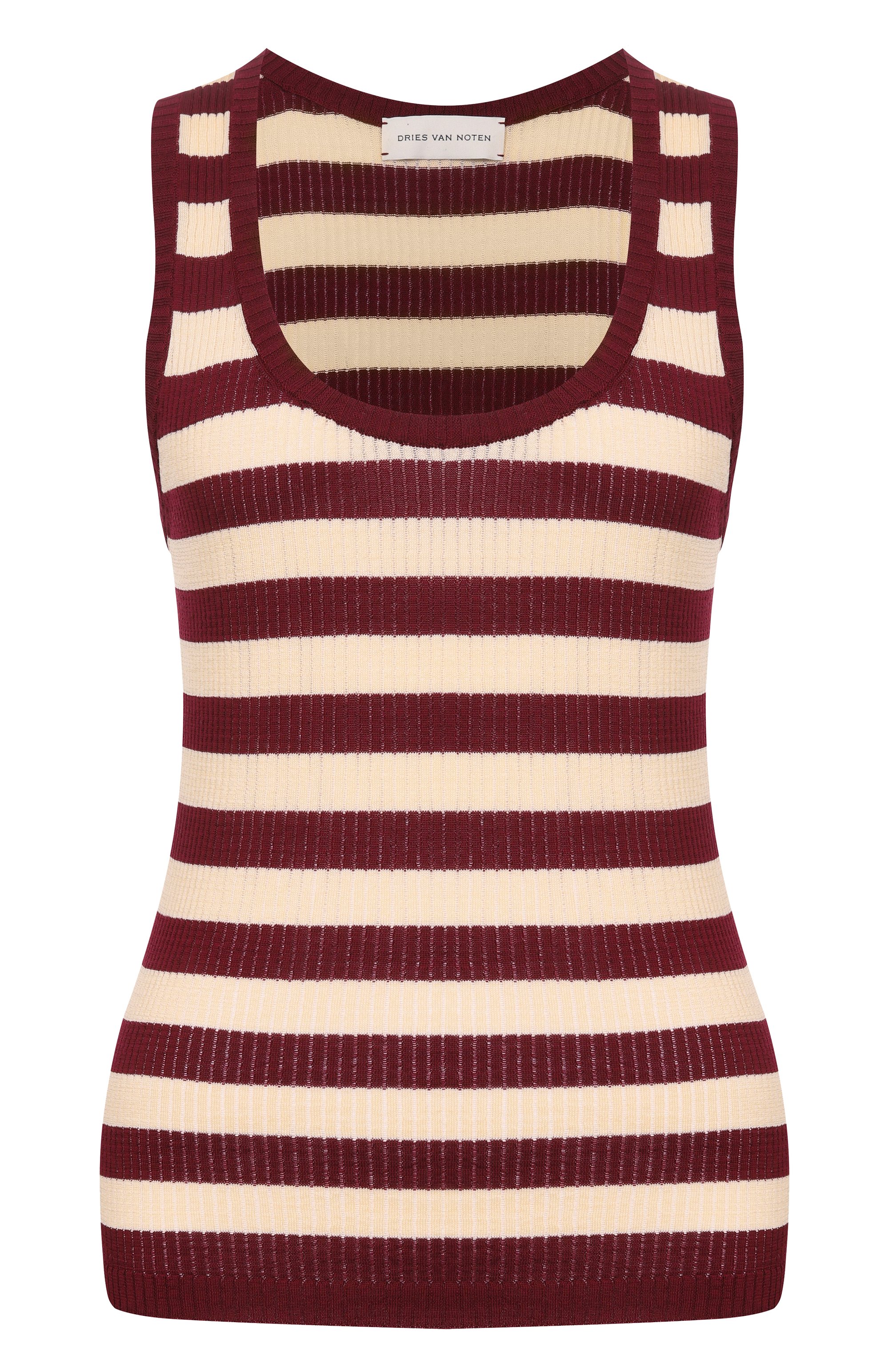 Хлопковая майка DRIES VAN NOTEN бордового цвета по цене 54850 руб., арт. 011223/3702, фото 1 Хлопковая майка DRIES VAN NOTEN, арт. 011223/3702, фото 1