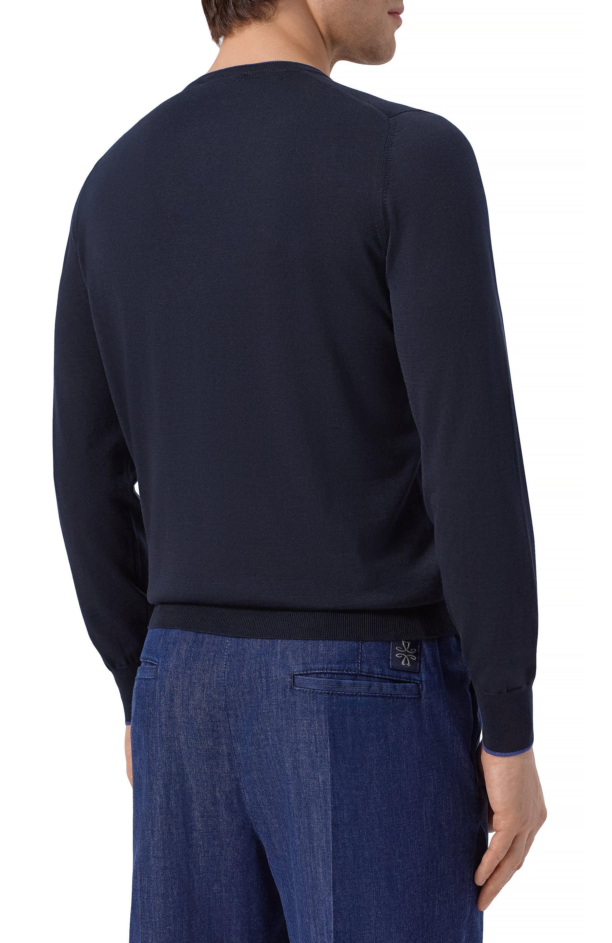 Джемпер из шелка и хлопка GRAN SASSO темно-синего цвета по цене 38650 руб., арт. 43167/16290, фото 4 Джемпер из шелка и хлопка GRAN SASSO, арт. 43167/16290, фото 4