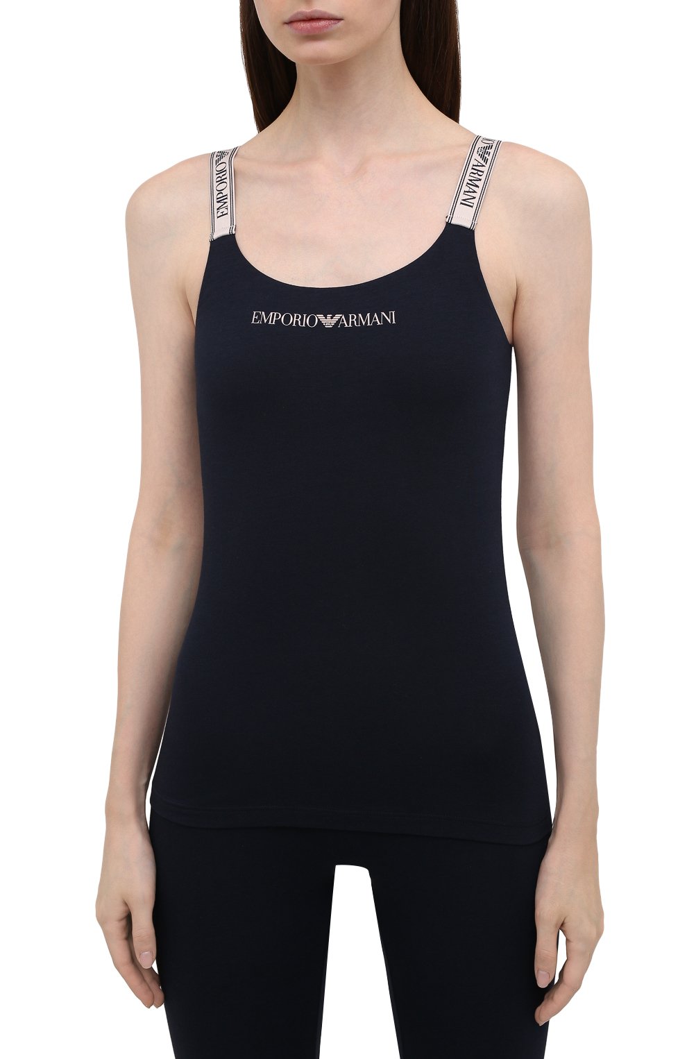 Хлопковая майка EMPORIO ARMANI темно-синего цвета по цене 5995 руб., арт. 164237/1A227, фото 3 Хлопковая майка EMPORIO ARMANI, арт. 164237/1A227, фото 3