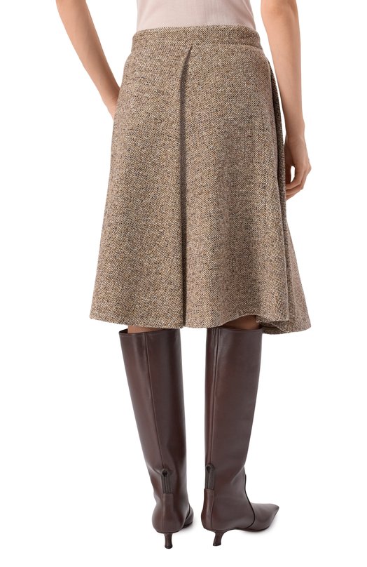 Юбка из шерсти и шелка Brunello Cucinelli MG530G3906 Бежевый  MG530G3906 Фото 4