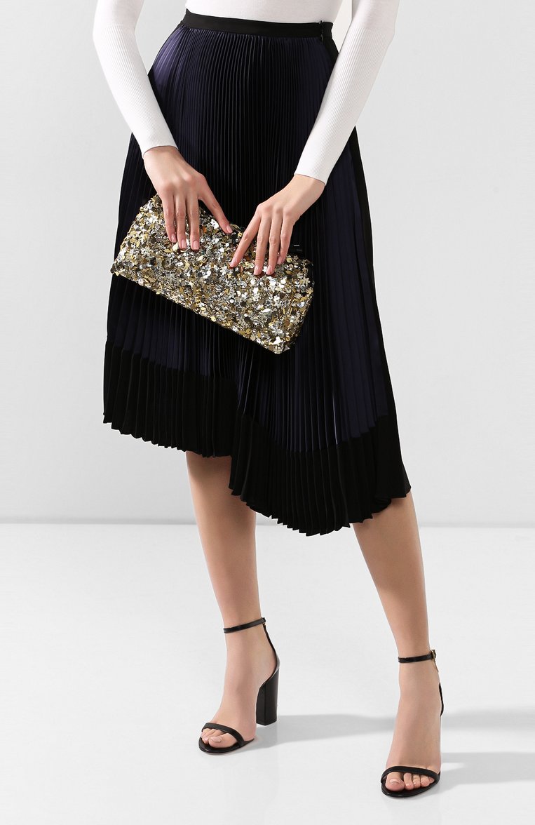 Женский клатч DRIES VAN NOTEN золотого цвета, арт. 192-11502-348 | Фото 2 (Детали: Вышивка; Материал: Текстиль; Статус проверки: Проверена категория; Женское Кросс-КТ: Клатч-клатчи, Вечерняя сумка; Размер: medium)