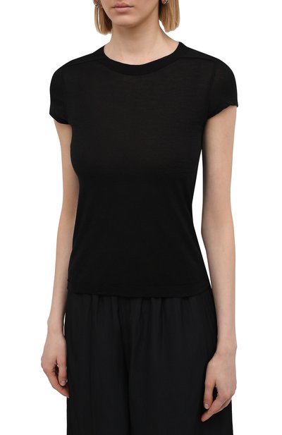 Футболка из вискозы и шелка RICK OWENS черного цвета по цене 25650 руб., арт. RP21S3235/JS, фото 3 Футболка из вискозы и шелка RICK OWENS, арт. RP21S3235/JS, фото 3