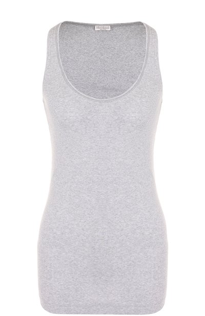 Женский однотонный хлопковый топ BRUNELLO CUCINELLI, арт. M0TC8B4400