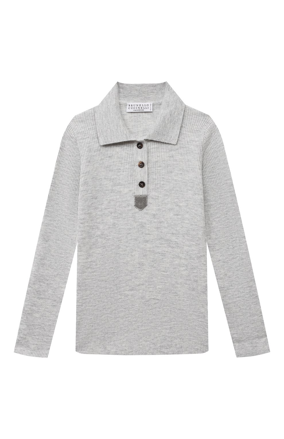 Поло из кашемира и вискозы BRUNELLO CUCINELLI светло-серого цвета по цене 59950 руб., арт. B9AM81805A, фото 1 Поло из кашемира и вискозы BRUNELLO CUCINELLI, арт. B9AM81805A, фото 1