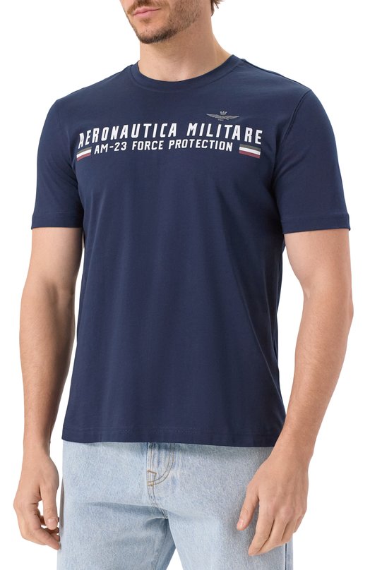 Хлопковая футболка Aeronautica Militare TS1942UJ00538 Синий  TS1942UJ00538 Фото 3