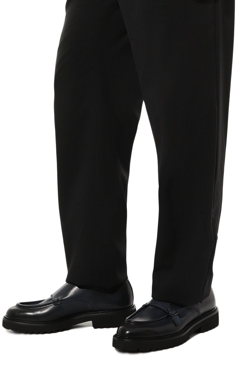 Мужские кожаные монки DOUCAL'S темно-синего цвета, арт. DU2738PHILUF159NN00 | Фото 3 (Материал внутренний: Натуральная кожа; Материал сплава: Проставлено; Нос: Не проставлено; Стили: Классический)