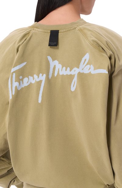 Хлопковый свитшот MUGLER хаки цвета по цене 55600 руб., арт. 26F3TS01306032, фото 5 Хлопковый свитшот MUGLER, арт. 26F3TS01306032, фото 5