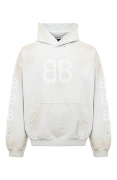 Мужской хлопковое худи BALENCIAGA кремового цвета, арт. 742603/T0VU7 | Фото 1 (Материал сплава: Проставлено; Драгоценные камни: Проставлено; Материал внешний: Хлопок; Длина (для топов): Стандартные; Рукава: Длинные; Принт: С принтом; Стили: Спорт-шик; Мужское Кросс-КТ: Худи-одежда)