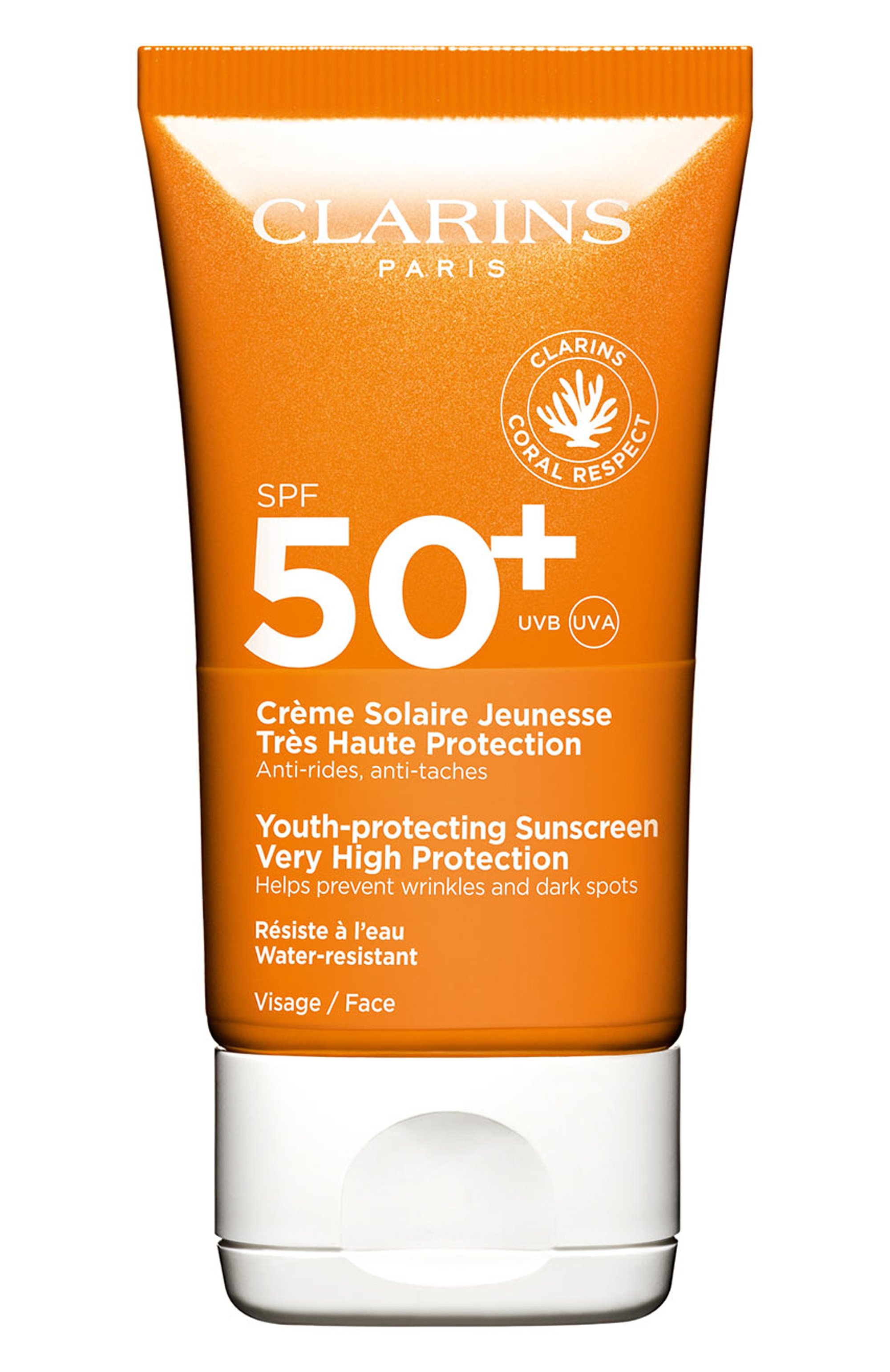 Солнцезащитный крем для лица против морщин spf 50+ creme solaire jeunesse (50ml) CLARINS, арт. 80104576, фото 1