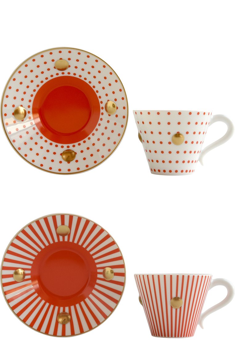 Набор из 2-х чашек с блюдцами delphos&knossos BERNARDAUD красного цвета, арт. 1777/22464 | Фото 2 (Статус проверки: Проверена категория; Нос: Не проставлено; Региональные ограничения белый список (Axapta Mercury): Не проставлено; Коллекция: Delphos Et Knossos; Ограничения доставки: fragile-2)