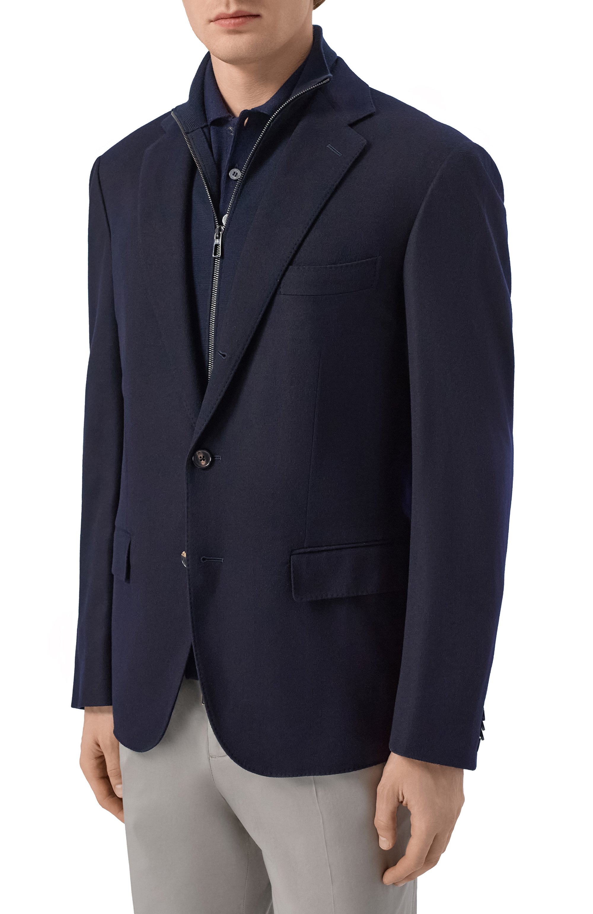 Кашемировый пиджак LORO PIANA темно-синего цвета по цене 799500 руб., арт. FAM8684, фото 3 Кашемировый пиджак LORO PIANA, арт. FAM8684, фото 3