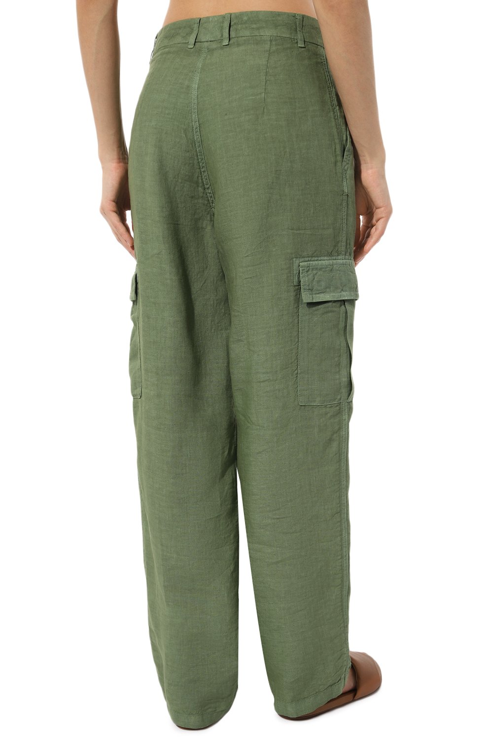 Льняные брюки-карго 120% LINO хаки цвета по цене 33950 руб., арт. 31ALIW290J/000F753/S00, фото 4 Льняные брюки-карго 120% LINO, арт. 31ALIW290J/000F753/S00, фото 4