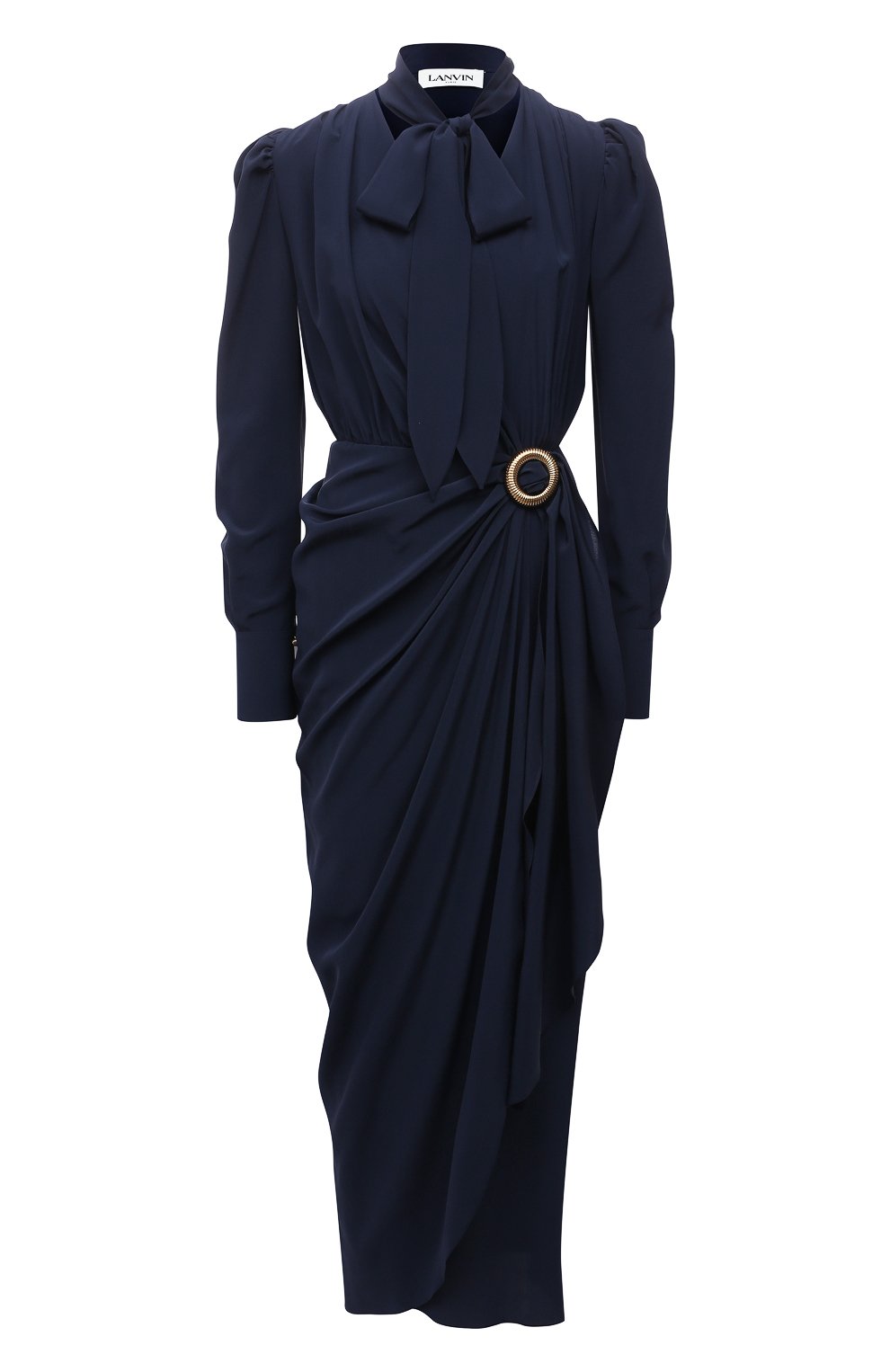Шелковое платье LANVIN темно-синего цвета по цене 258000 руб., арт. RW-DR0055-4868-E21, фото 1 Шелковое платье LANVIN, арт. RW-DR0055-4868-E21, фото 1