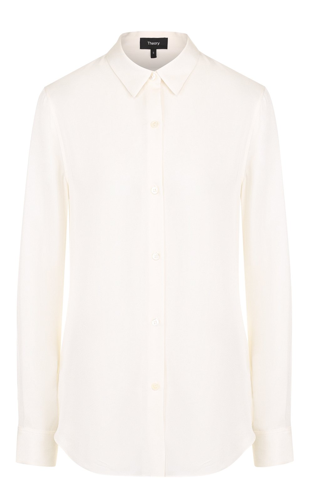 Приталенная шелковая блуза THEORY белого цвета по цене 21400 руб., арт. F0002514, фото 1 Приталенная шелковая блуза THEORY, арт. F0002514, фото 1
