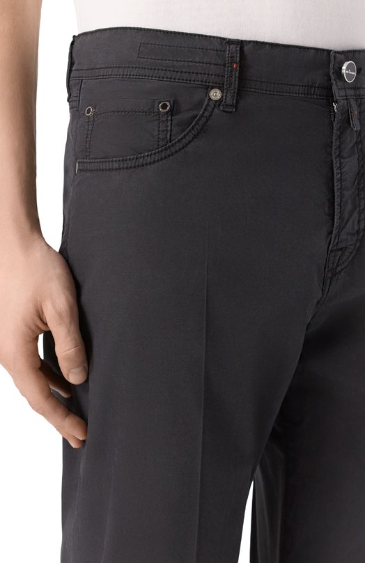 Брюки из хлопка и лиоцелла Kiton UPNJS1K0610H Чёрный  UPNJS1K0610H Фото 5