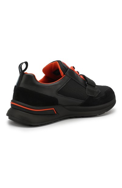 Текстильные кроссовки на шнуровке с застежкой велькро PRADA, арт. 2EG266-3V71-F0G5P, фото 4