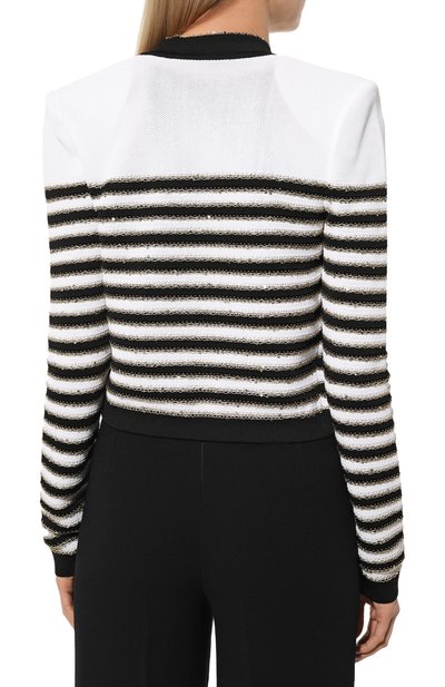Жакет из вискозы BALMAIN черно-белого цвета по цене 250500 руб., арт. AF1SK020KD73, фото 4 Жакет из вискозы BALMAIN, арт. AF1SK020KD73, фото 4