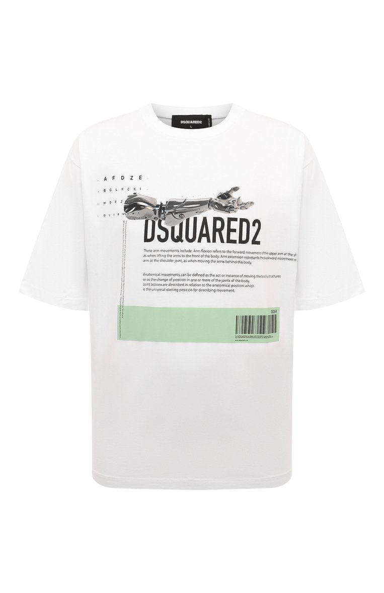 Мужская хлопковая футболка DSQUARED2 белого цвета, арт. S71GD1504/D20020 | Фото 1 (Рукава: 3/4; Материал сплава: Проставлено; Материал внешний: Хлопок; Драгоценные камни: Проставлено; Длина (для топов): Стандартные; Принт: С принтом; Стили: Кэжуэл)