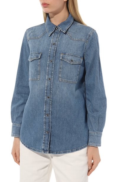 Джинсовая рубашка 7 FOR ALL MANKIND голубого цвета по цене 26500 руб., арт. JSYRC210CL, фото 3 Джинсовая рубашка 7 FOR ALL MANKIND, арт. JSYRC210CL, фото 3