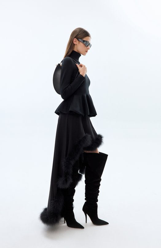 Юбка с отделкой перьями Mugler 25F1JU0575196 Чёрный  25F1JU0575196 Фото 6