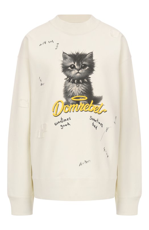 Хлопковый свитшот DOMREBEL KITTY PUNK SWEATSHIRT Кремовый KITTY PUNK SWEATSHIRT