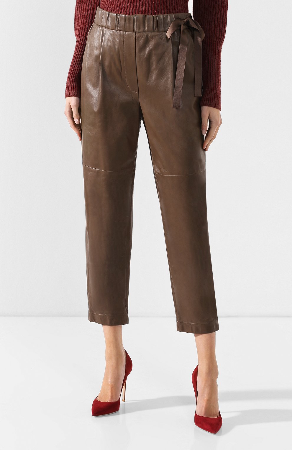 Укороченные кожаные брюки BRUNELLO CUCINELLI, арт. M0GINP6711, фото 3