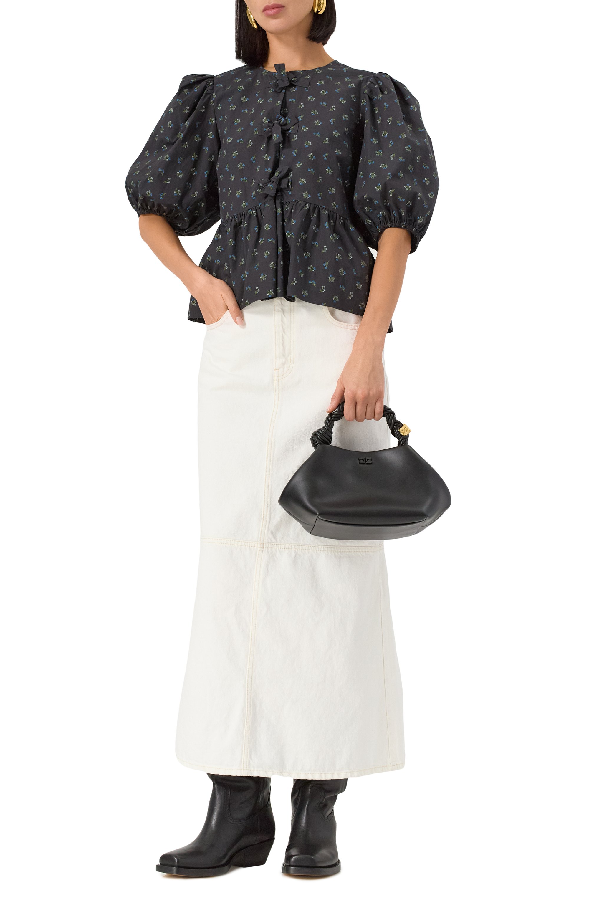 Хлопковая блузка GANNI, арт. W0152, фото 2