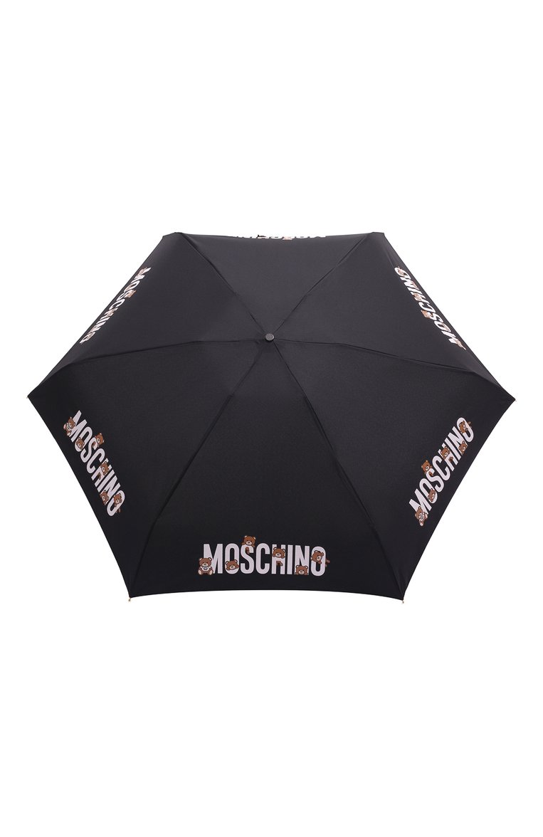 Женский складной зонт MOSCHINO черного цвета, арт. 8432-SUPERMINI | Фото 1 (Материал: Текстиль, Металл, Синтетический материал; Нос: Не проставлено)
