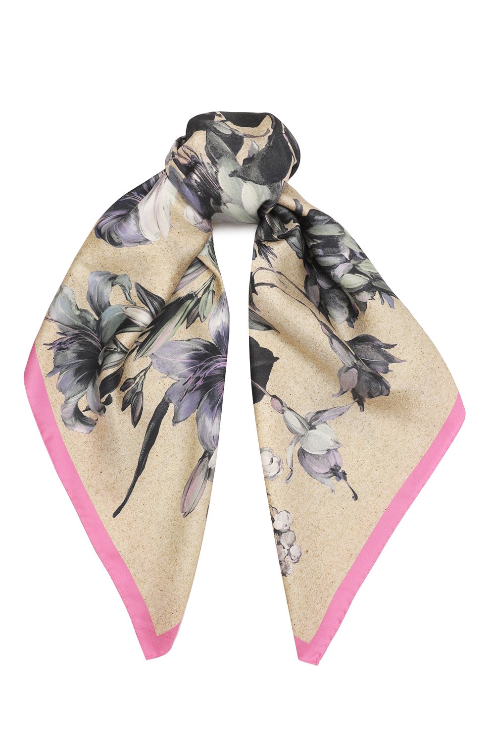 Шелковый платок DRIES VAN NOTEN бежевого цвета по цене 51250 руб., арт. 232-011301-7168, фото 1 Шелковый платок DRIES VAN NOTEN, арт. 232-011301-7168, фото 1