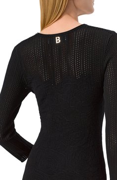 Женское платье BLUGIRL черного цвета, арт. RA5012/MS99E | Фото 5 (Рукава: Длинные; Материал внешний: Синтетический материал, Вискоза; Длина Ж (юбки, платья, шорты): Миди; Случай: Повседневный; Женское Кросс-КТ: Платье-одежда; Стили: Кэжуэл; Кросс-КТ: Трикотаж)