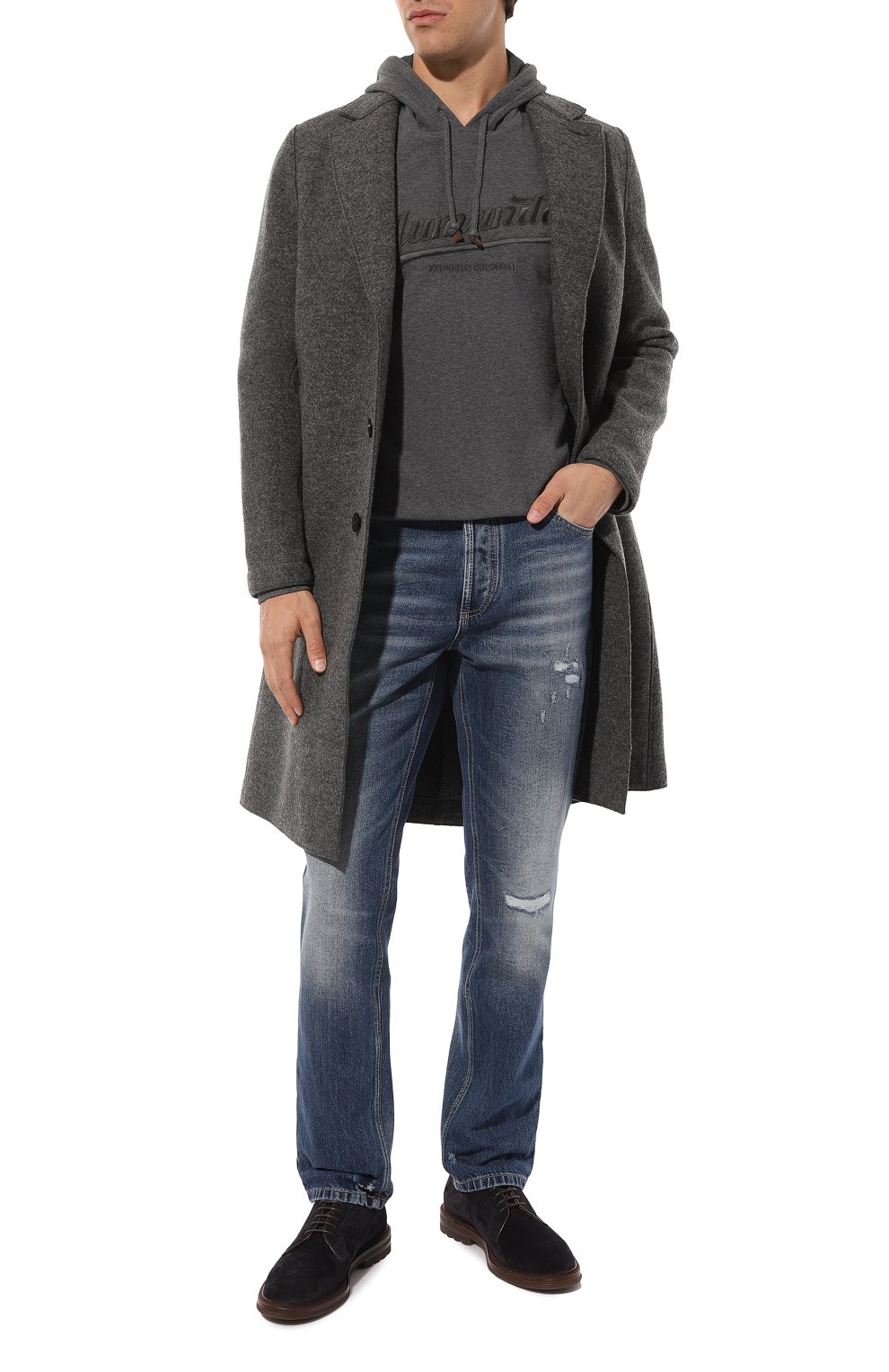 Хлопковое худи BRUNELLO CUCINELLI темно-серого цвета по цене 89950 руб., арт. MTU143452, фото 2 Хлопковое худи BRUNELLO CUCINELLI, арт. MTU143452, фото 2
