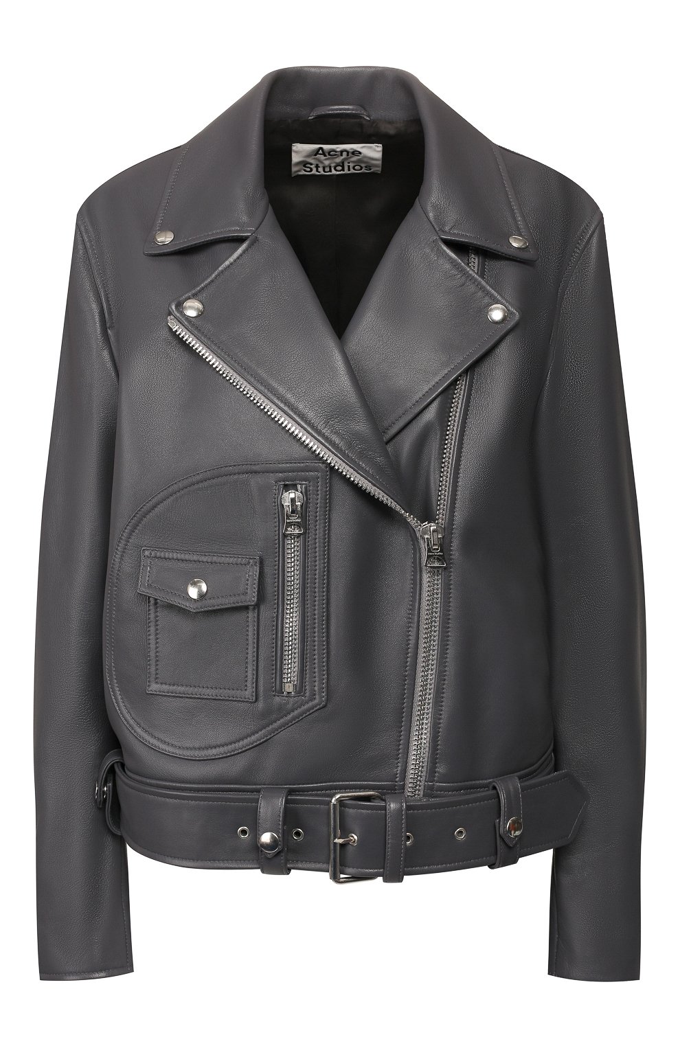 Кожаная куртка ACNE STUDIOS серого цвета по цене 219000 руб., арт. A70011/W, фото 1 Кожаная куртка ACNE STUDIOS, арт. A70011/W, фото 1