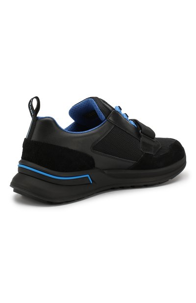 Текстильные кроссовки на шнуровке с застежкой велькро PRADA, арт. 2EG266-3V71-F0D8J, фото 4