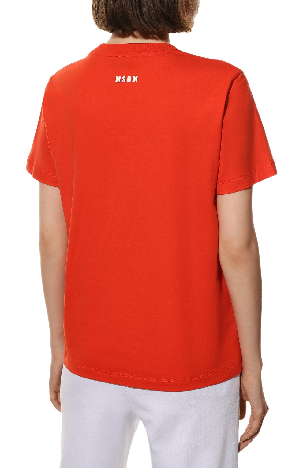 Хлопковая футболка MSGM красного цвета по цене 11500 руб., арт. 3241MDM106 227298, фото 4 Хлопковая футболка MSGM, арт. 3241MDM106 227298, фото 4
