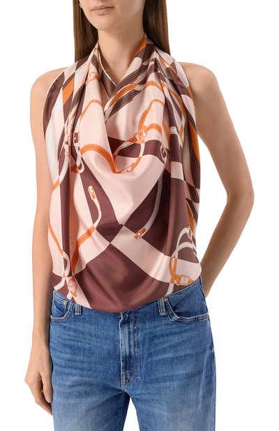 Шелковый платок FURLA коричневого цвета по цене 20500 руб., арт. WT00021/BX4081, фото 2 Шелковый платок FURLA, арт. WT00021/BX4081, фото 2