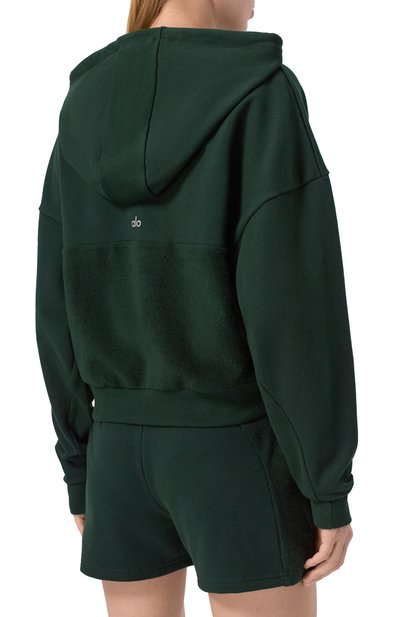 Хлопковое худи ALO YOGA темно-зеленого цвета по цене 22350 руб., арт. W3429R, фото 4 Хлопковое худи ALO YOGA, арт. W3429R, фото 4