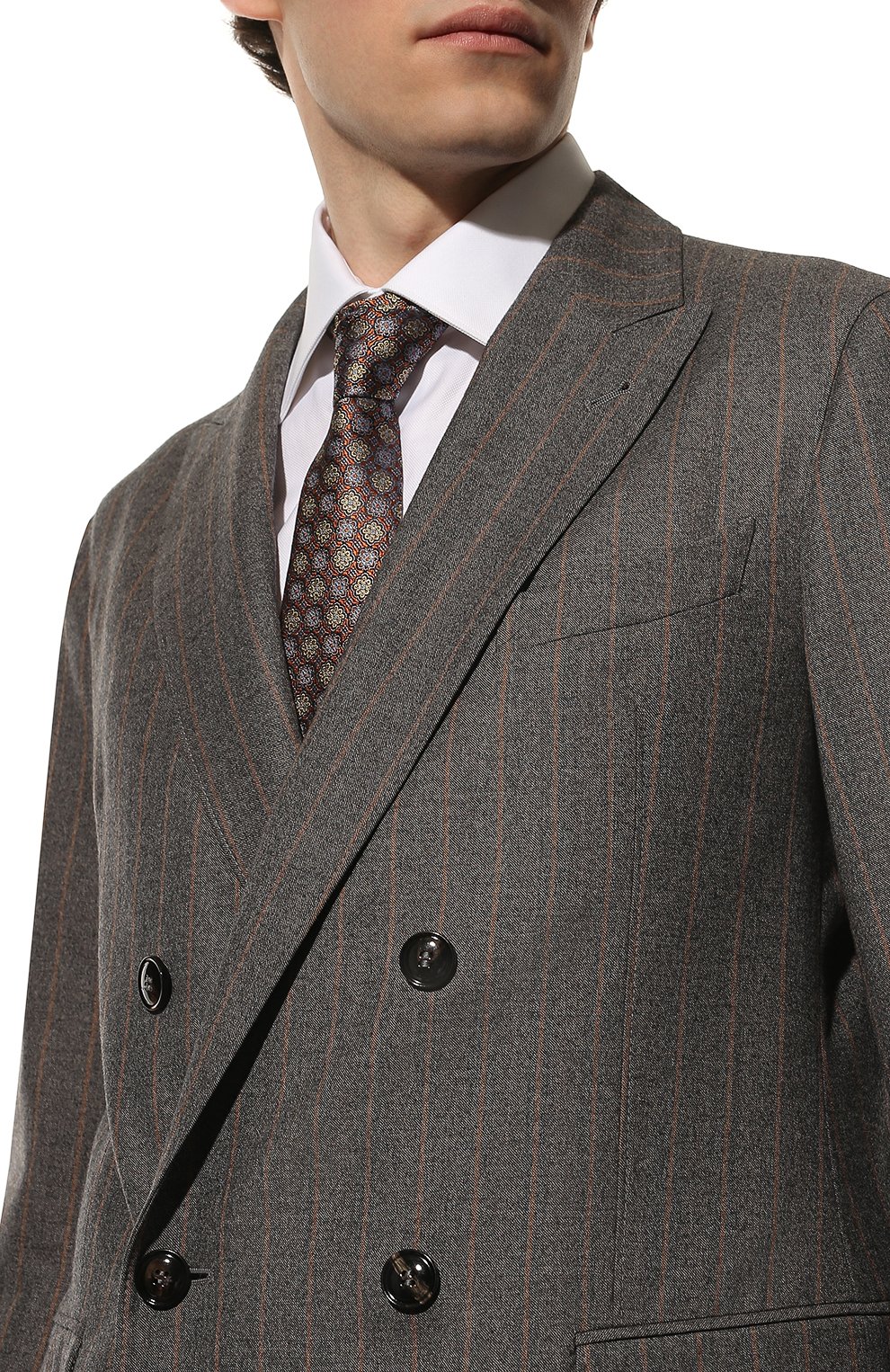 Шелковый галстук CANALI коричневого цвета по цене 14650 руб., арт. 18/HJ03402, фото 2 Шелковый галстук CANALI, арт. 18/HJ03402, фото 2
