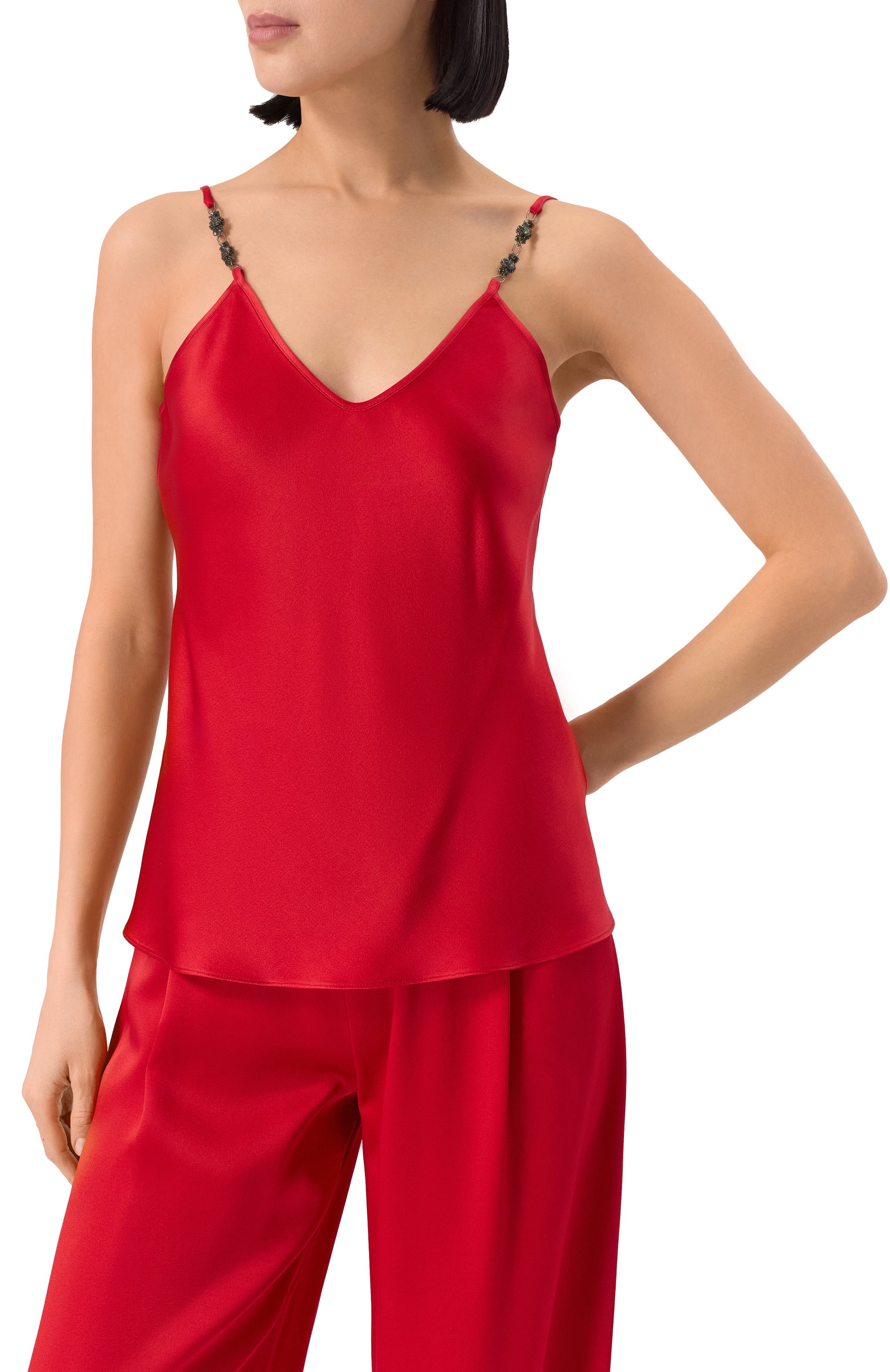 Атласный топ MAX MARA STUDIO красного цвета по цене 35150 руб., арт. AFELI0, фото 3 Атласный топ MAX MARA STUDIO, арт. AFELI0, фото 3