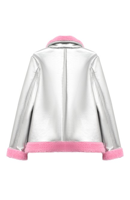 Детская куртка с отделкой из шерсти EMILIO PUCCI серебряного цвета, арт. 9N2021/ND570/5-8 | Фото 2 (Материал утеплителя: Шерсть; Материал внешний: Синтетический материал; Рукава: Длинные; Кросс-КТ: Сезон: демисезон)