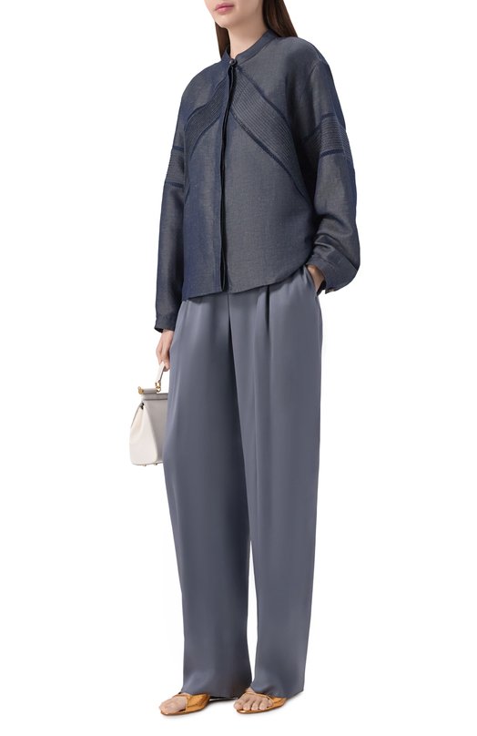 Куртка из лиоцелла и льна Giorgio Armani GW003065/AF26110 Синий  GW003065/AF26110 Фото 2