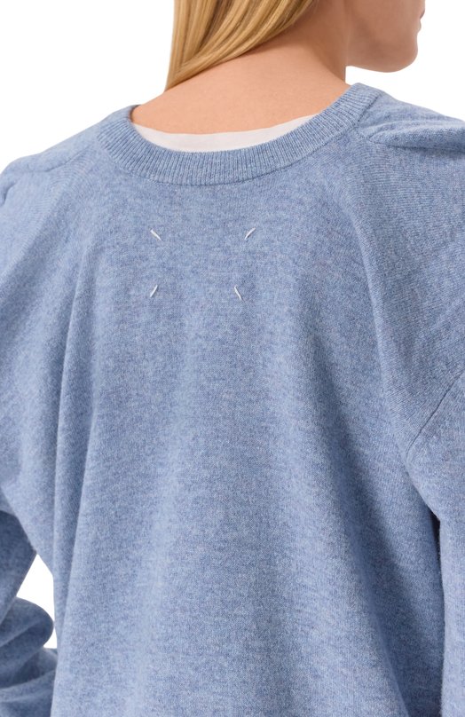 Шерстяной пуловер Maison Margiela S29HL0023/M13178 Голубой  S29HL0023/M13178 Фото 5