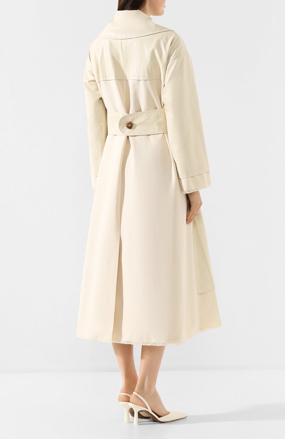 Хлопковый тренч REJINA PYO белого цвета по цене 83050 руб., арт. A085/FAUX LEATHER+ITALIAN CANVAS, фото 4 Хлопковый тренч REJINA PYO, арт. A085/FAUX LEATHER+ITALIAN CANVAS, фото 4