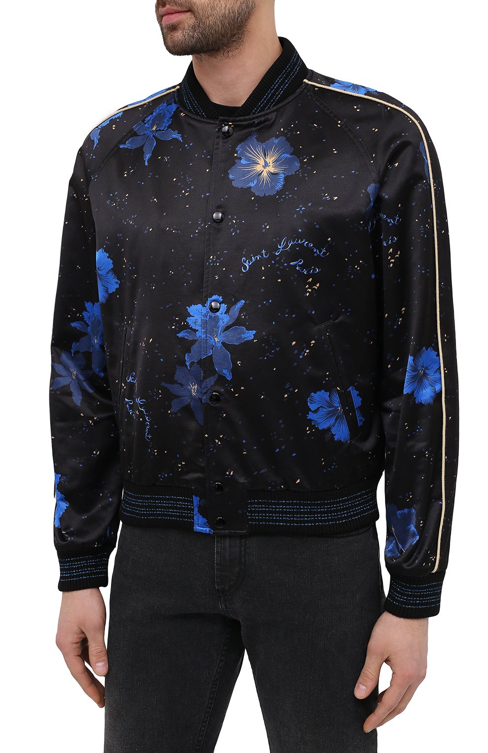Бомбер из хлопка и вискозы SAINT LAURENT черного цвета по цене 231500 руб., арт. 649112/Y1C02, фото 3 Бомбер из хлопка и вискозы SAINT LAURENT, арт. 649112/Y1C02, фото 3