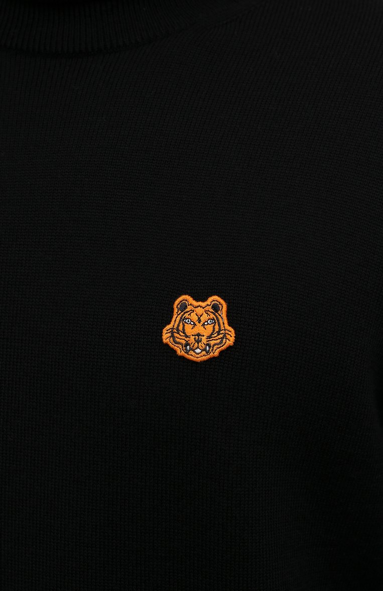 Мужской шерстяная водолазка KENZO черного цвета, арт. FB65PU6433TA | Фото 5 (Материал внешний: Шерсть; Рукава: Длинные; Длина (для топов): Стандартные; Мужское Кросс-КТ: Водолазка-одежда; Принт: Без принта; Стили: Кэжуэл)