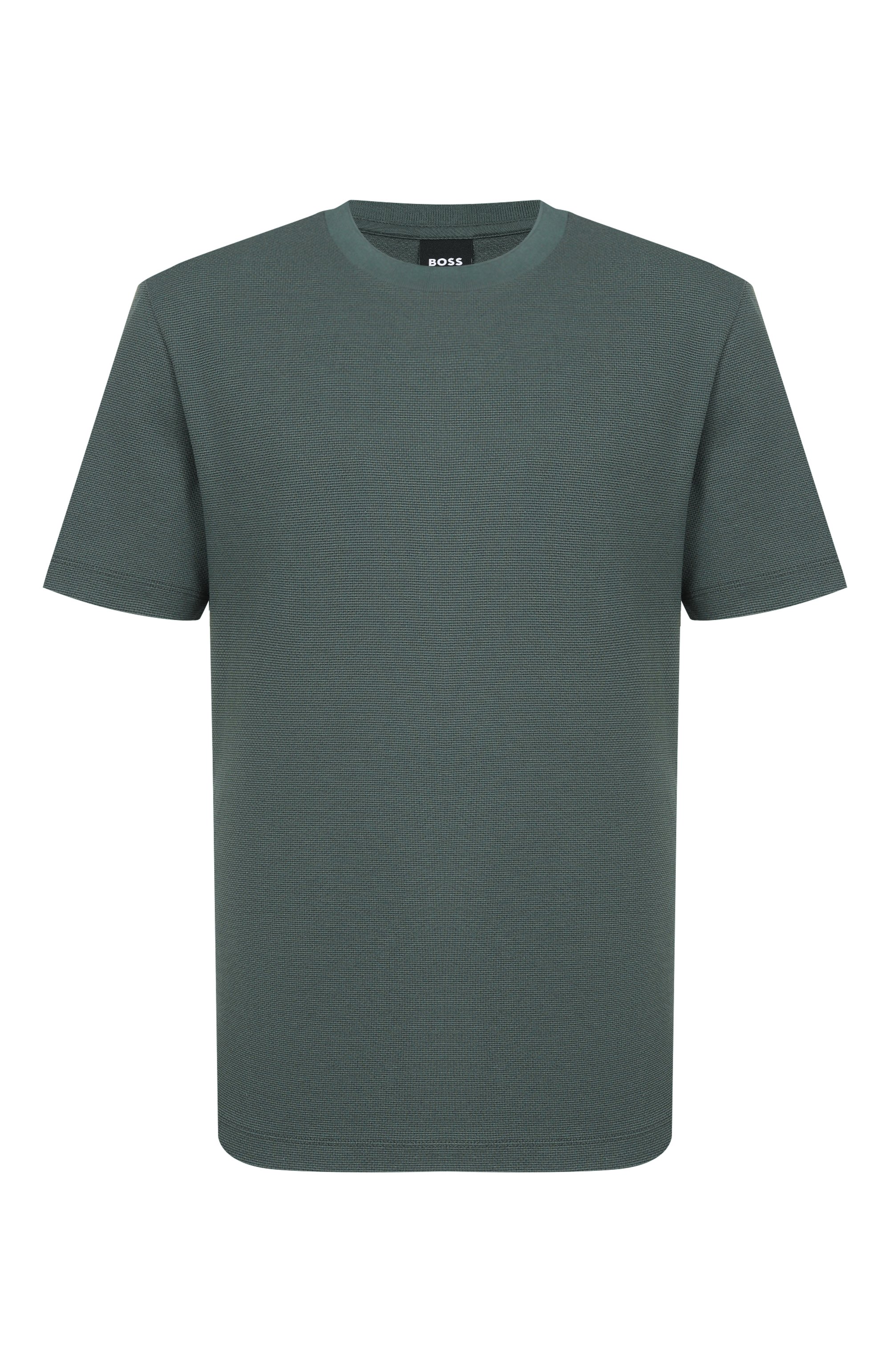 Хлопковая футболка BOSS темно-зеленого цвета по цене 16950 руб., арт. 50555163, фото 1 Хлопковая футболка BOSS, арт. 50555163, фото 1