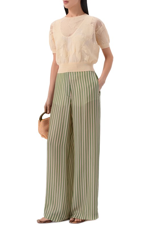 Хлопковый пуловер Dries Van Noten 011226/3733 Кремовый  011226/3733 Фото 2