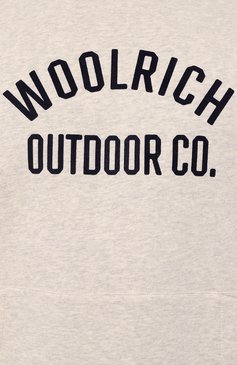 Мужской хлопковое худи WOOLRICH светло-серого цвета, арт. CFWOSW0202MRUT3290 | Фото 5 (Рукава: Длинные; Длина (для топов): Стандартные; Принт: С принтом; Мужское Кросс-КТ: Худи-одежда; Материал сплава: Проставлено; Материал внешний: Хлопок; Стили: Спорт-шик; Драгоценные камни: Проставлено)