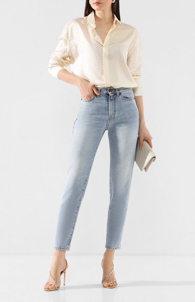 Шелковая рубашка SAINT LAURENT белого цвета по цене 168500 руб., арт. 611900/Y4A13, фото 2 Шелковая рубашка SAINT LAURENT, арт. 611900/Y4A13, фото 2